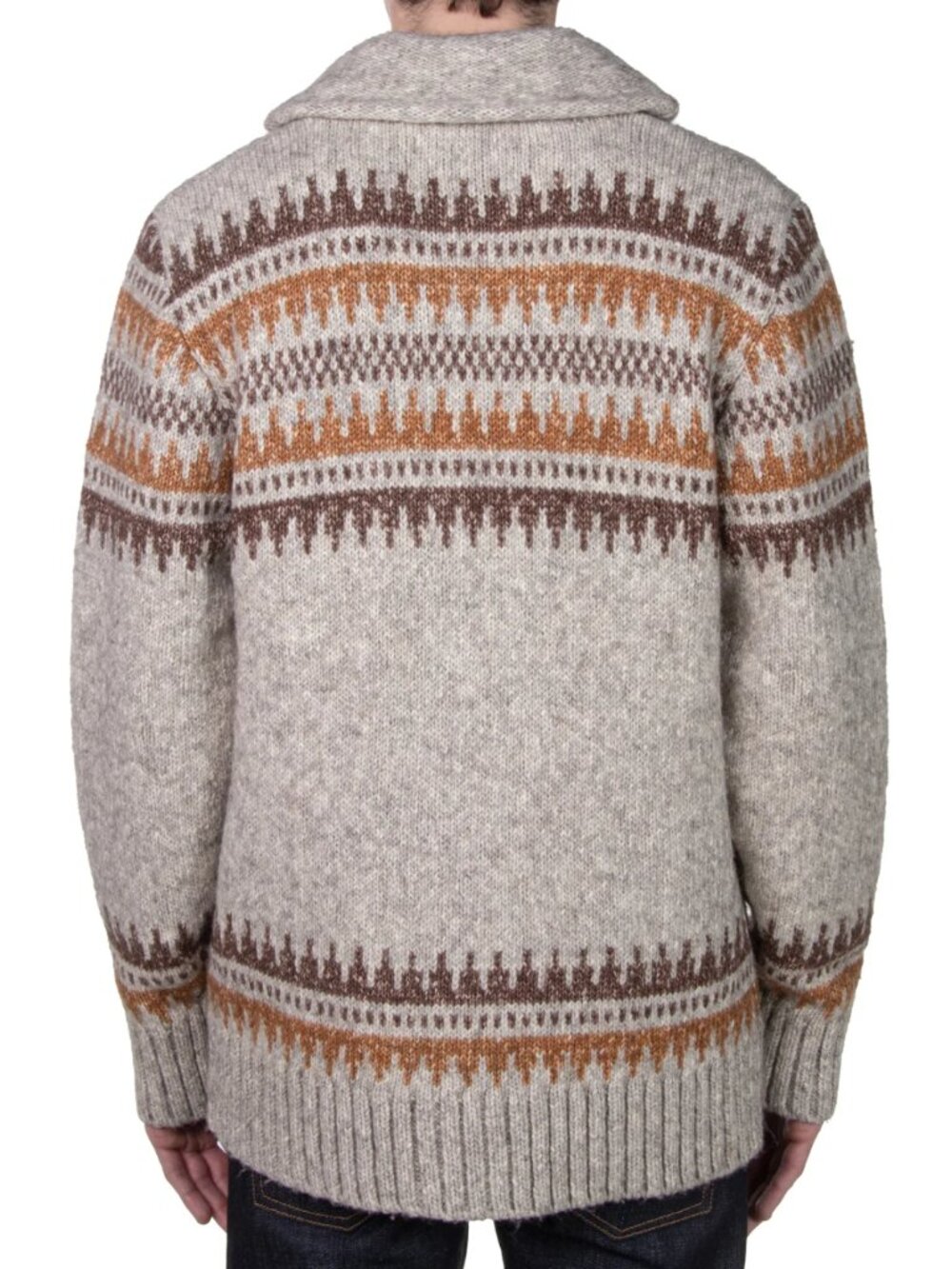 Schott NYC Yak Blend Motif Shawl Collar Cardigan Limestone Men's Large - Picture 4 of 6